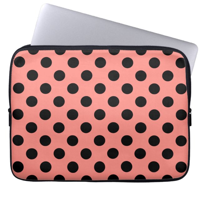 Housse Pour Ordinateur Portable Pois noirs à la pêche (Devant)
