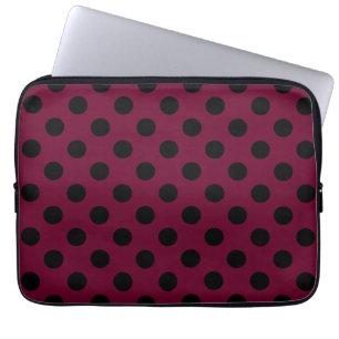 Housse Pour Ordinateur Portable Pois noirs en Bourgogne