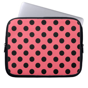 Housse Pour Ordinateur Portable Pois noirs sur corail