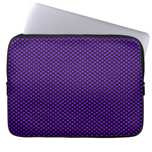 Housse Pour Ordinateur Portable Pois pourpre sur le noir (Devant)