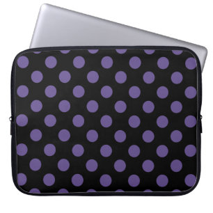 Housse Pour Ordinateur Portable Pois ultra violets en noir