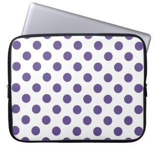 Housse Pour Ordinateur Portable Pois ultra violets sur blanc