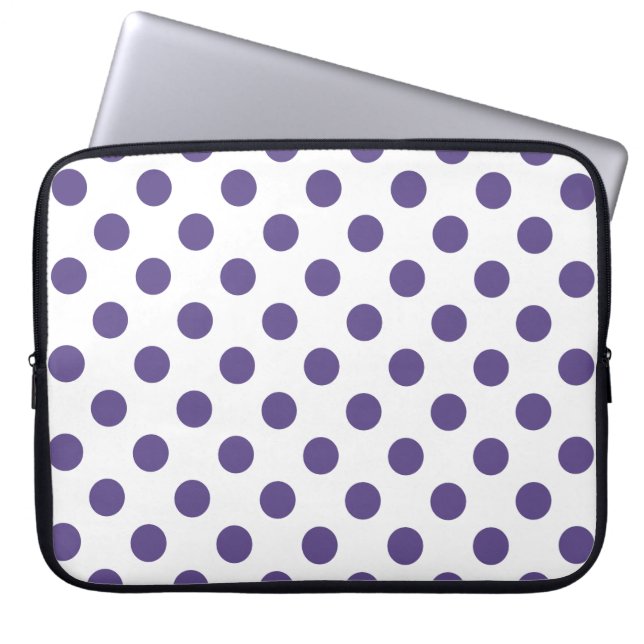 Housse Pour Ordinateur Portable Pois ultra violets sur blanc (Devant)