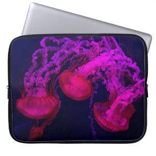 HOUSSE POUR ORDINATEUR PORTABLE POISSON DE JELLES ROSES SOUS LA MER