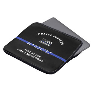 Housse Pour Ordinateur Portable Police de ligne bleue mince personnalisée Police U
