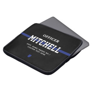 Housse Pour Ordinateur Portable Policier personnalisé Ligne Bleue Mince