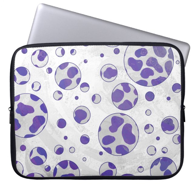 Housse Pour Ordinateur Portable Polka blanc et violet dalmate (Devant)