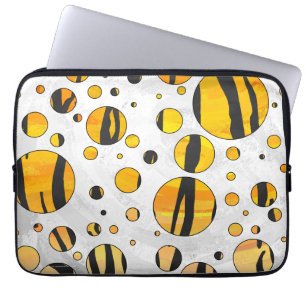 Housse Pour Ordinateur Portable Polka Dot Tiger noir et orange