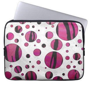 Housse Pour Ordinateur Portable Polka Dot Tiger rose chaud et noir