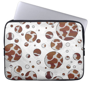 Housse Pour Ordinateur Portable Polka Dot Vache Brown et blanche