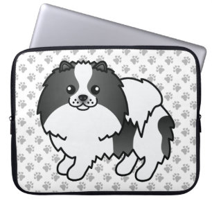 Housse Pour Ordinateur Portable Poméranien de couleur pince et chien pince noir