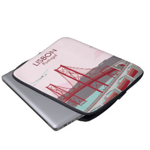 Housse Pour Ordinateur Portable Pont de Lisbonne sur le fleuve Tage au style vinta