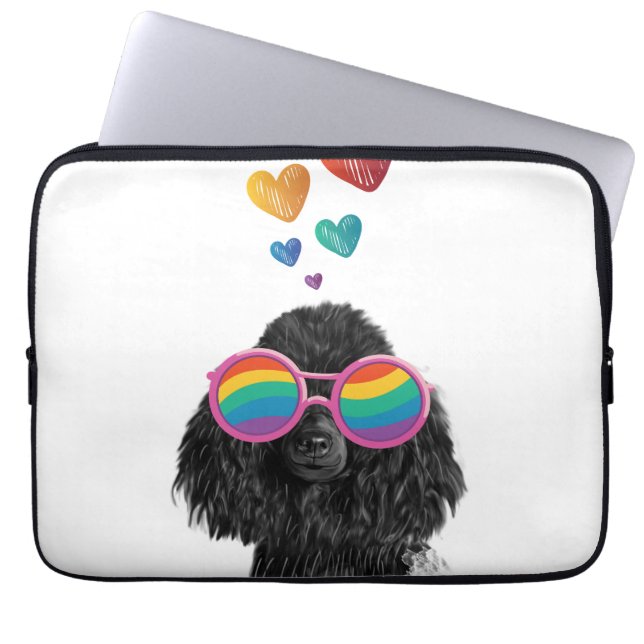 Housse Pour Ordinateur Portable Poodle Dog with Hearts Saint-Valentin (Devant)
