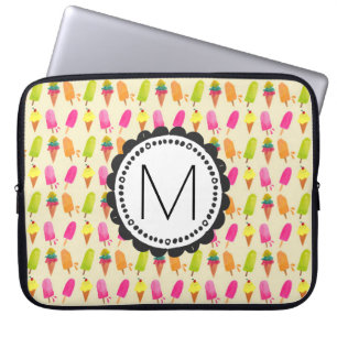 Housse Pour Ordinateur Portable Popsicles et crème glacée Monogramme personnalisé