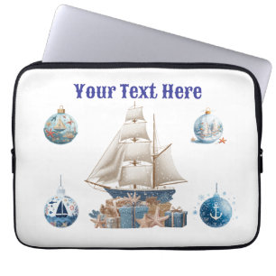 Housse Pour Ordinateur Portable "Portable de Noël Nautique personnalisé - Fest