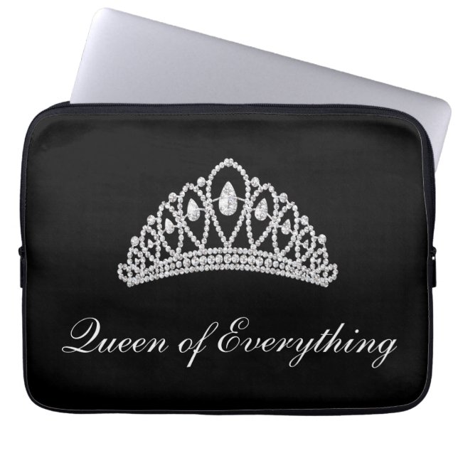 Housse Pour Ordinateur Portable Portable Diamant noir Tiara Queen of Everything (Devant)
