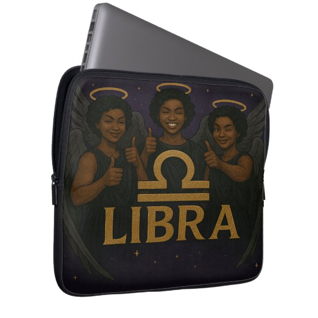 Housse Pour Ordinateur Portable Portable Libra Black Angel Zodiac (Devant droit)