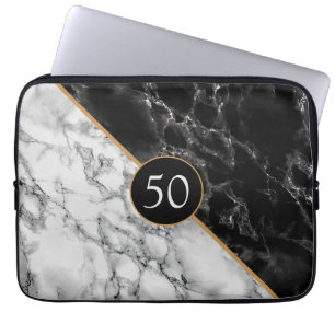 Housse Pour Ordinateur Portable Portable manches Anniversaire Cadeau Marbre noir b
