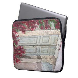 Housse Pour Ordinateur Portable Porte Bleue Vintage 