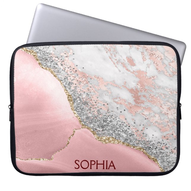 Housse Pour Ordinateur Portable Porte en marbre rose (Devant)