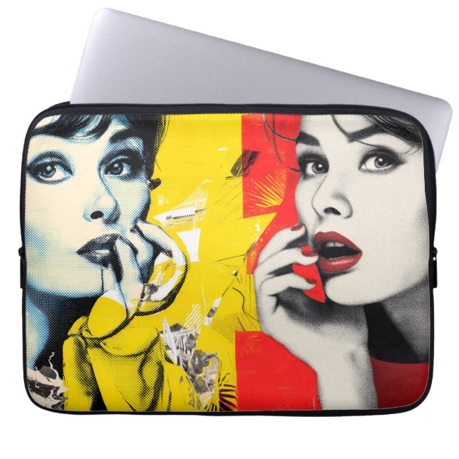 Housse Pour Ordinateur Portable Portrait d'art pop double  (Devant)