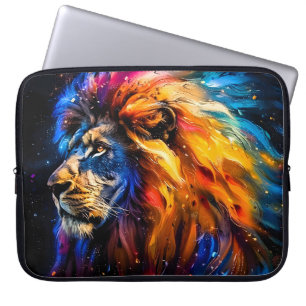 Housse Pour Ordinateur Portable Portrait de lion de faune cosmique abstrait