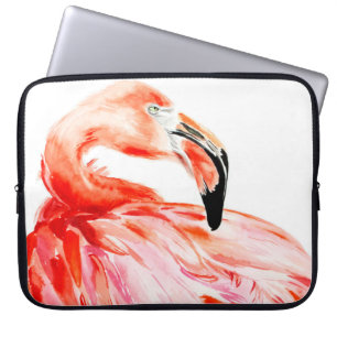 Housse Pour Ordinateur Portable Portrait de profil d'oiseau rose Flamant rose, bea