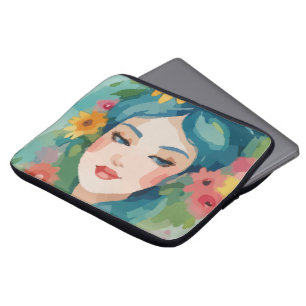 Housse Pour Ordinateur Portable Portrait Floral Daydream