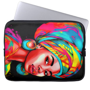 Housse Pour Ordinateur Portable Portrait vibreux avec papier à tête coloré