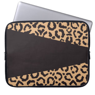 Housse Pour Ordinateur Portable Poster de animal Leopard d'or noir moderne