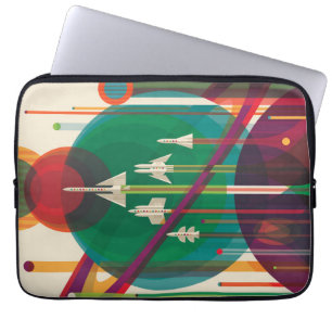 Housse Pour Ordinateur Portable Poster de Voyage Espace Rétro - Système Solaire Gr