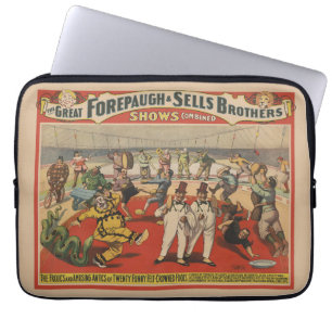 Housse Pour Ordinateur Portable Poster Du Cirque Montrant L'Amusant Antique Des Cl