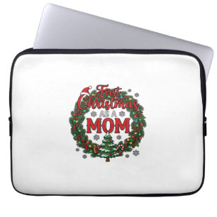 Housse Pour Ordinateur Portable Premier Noël en tant que maman Couronne d'arbre en