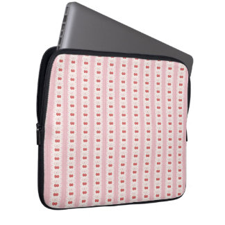 Housse Pour Ordinateur Portable Preppy Cherry Stripes - Pink and Off White