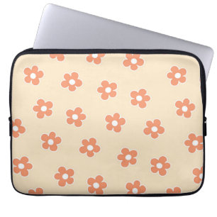 Housse Pour Ordinateur Portable Preppy Peach White Hippie Flower Motif