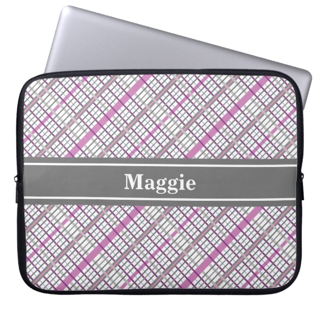 Housse Pour Ordinateur Portable Pretty in rose and Grey Plaid (Devant)