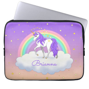 Housse Pour Ordinateur Portable Pretty Purple Sweet Dreams Rainbow Unicorn