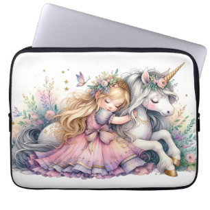Housse Pour Ordinateur Portable Princesse Licorne Pastel Conte de Fée Fantastique