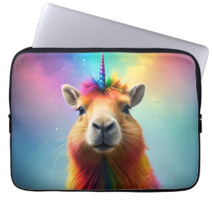 Housse Pour Ordinateur Portable Prismhorn : Le Capybaraicorn Arc-en-ciel
