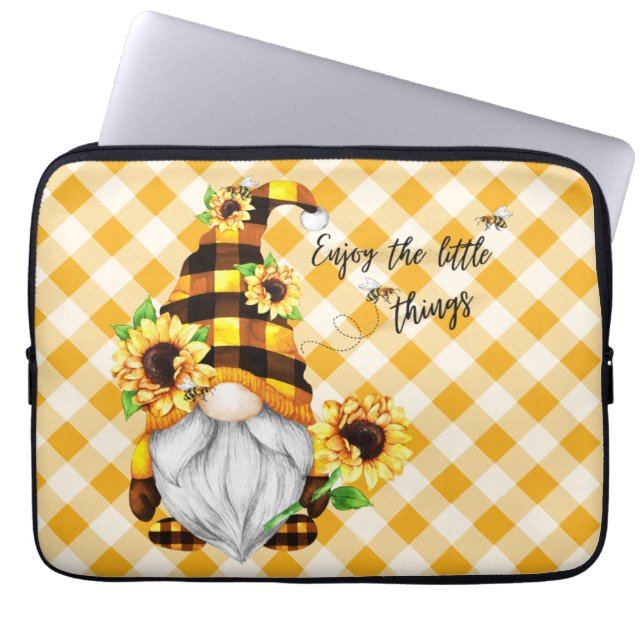 Housse Pour Ordinateur Portable Profitez des petites choses Gnome tournesol (Devant)