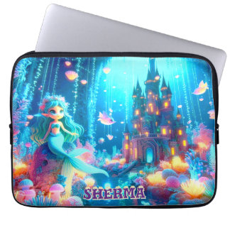 Housse Pour Ordinateur Portable Profondeurs mystiques - Chibi Mermaid & Jardin bri
