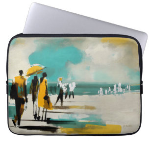 Housse Pour Ordinateur Portable Promenade ensoleillée – Figures abstraites dans un
