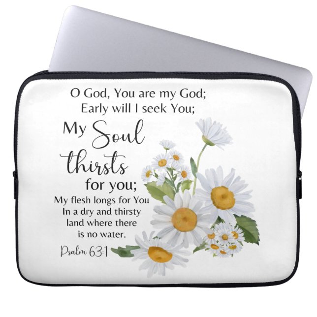 Housse Pour Ordinateur Portable Psaume 63:1 Écriture Bible Chamomile Fleurs (Devant)