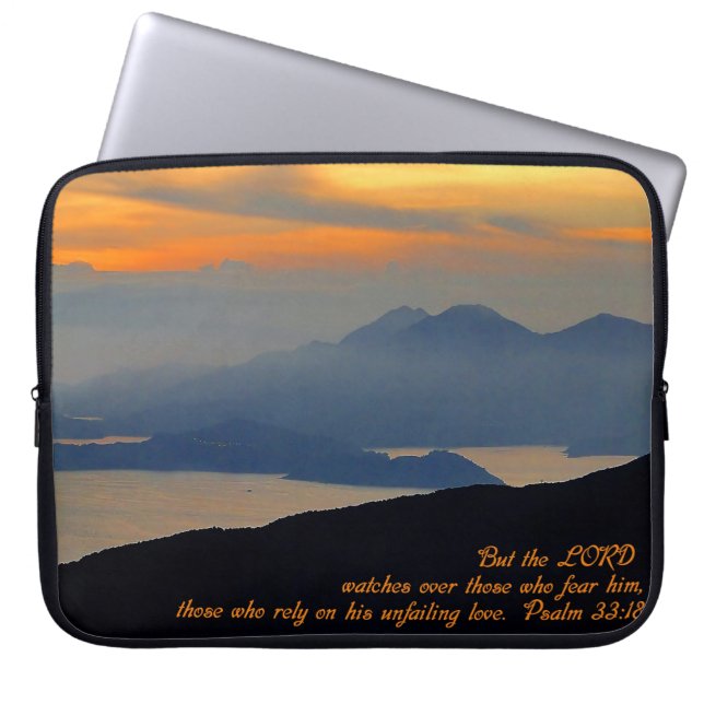 Housse Pour Ordinateur Portable Psaumes 33:18 Inspirational (Devant)