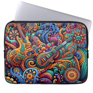 Housse Pour Ordinateur Portable Psychédélique Batik Guitare Art-Colorful Musique R