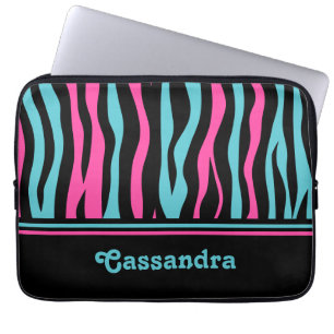 Housse Pour Ordinateur Portable Punk mignon d'impression de zèbre dans les roses