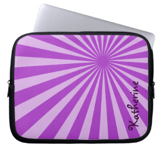 Housse Pour Ordinateur Portable Purple Sunburst "Ajouter votre nom"
