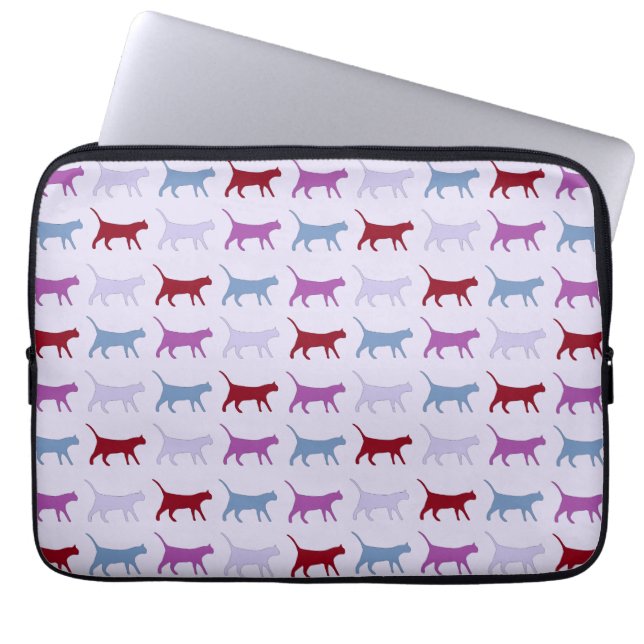 Housse Pour Ordinateur Portable Purple Walking Cat Pattern (Devant)