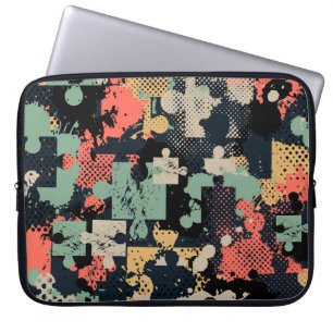 Housse Pour Ordinateur Portable Puzzle Abstrait : Creative Vintage sans couture.