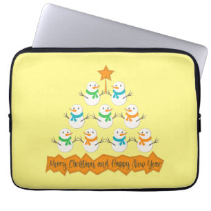 Housse Pour Ordinateur Portable Pyramide des sapins de Noël faite de bonhommes de
